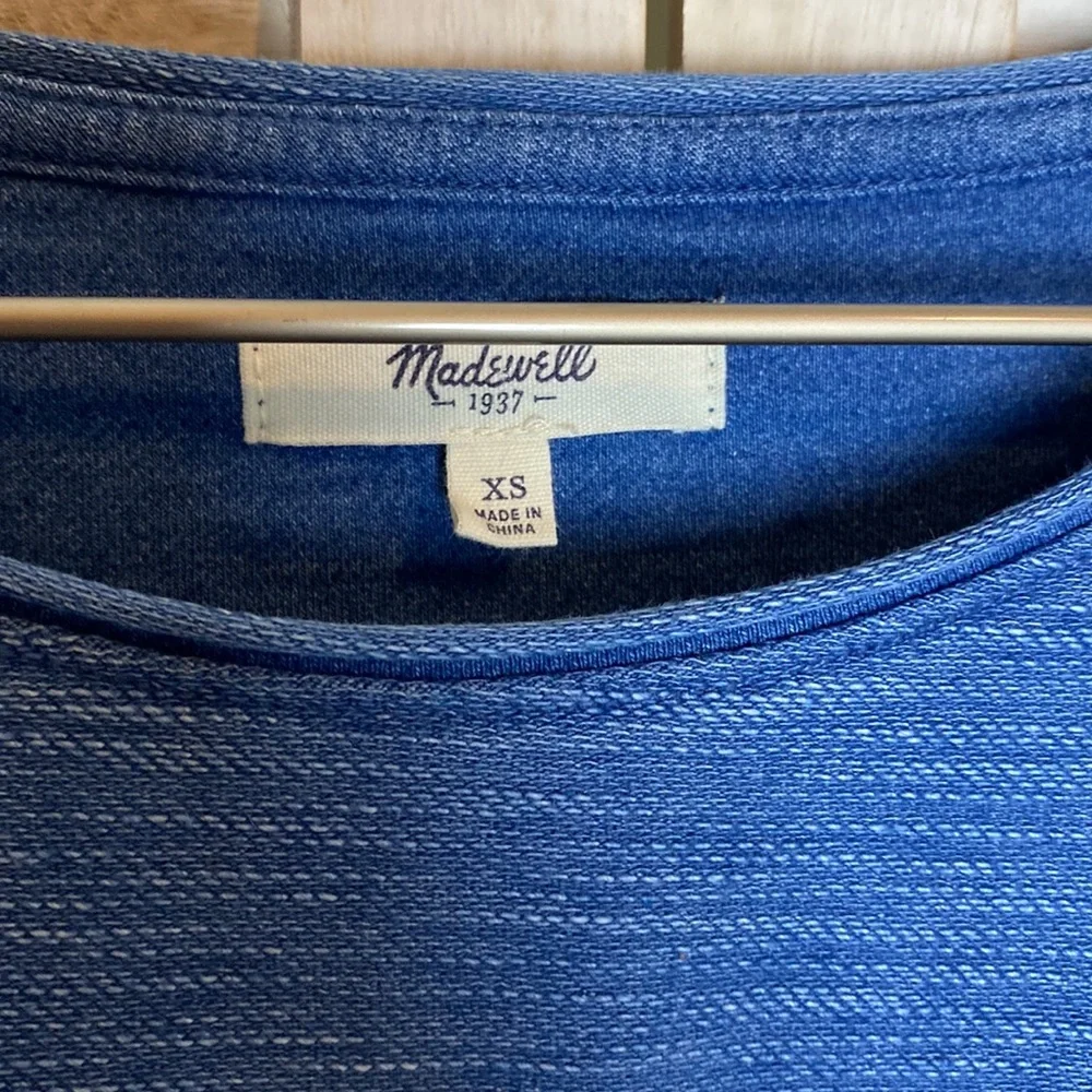 Madewell Indigo Ink Color block 3/4 Sleeve Shirt / Top Size XS - Picture 3 of 10